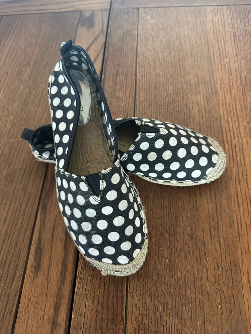 Michael Kors Black and White Polka Dot Espadrille Flats size 9.5